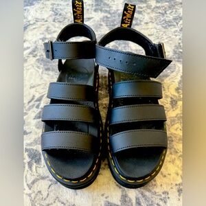 Dr. Martens Blair Leather Strap Sandals Black 39EU 8 Womens